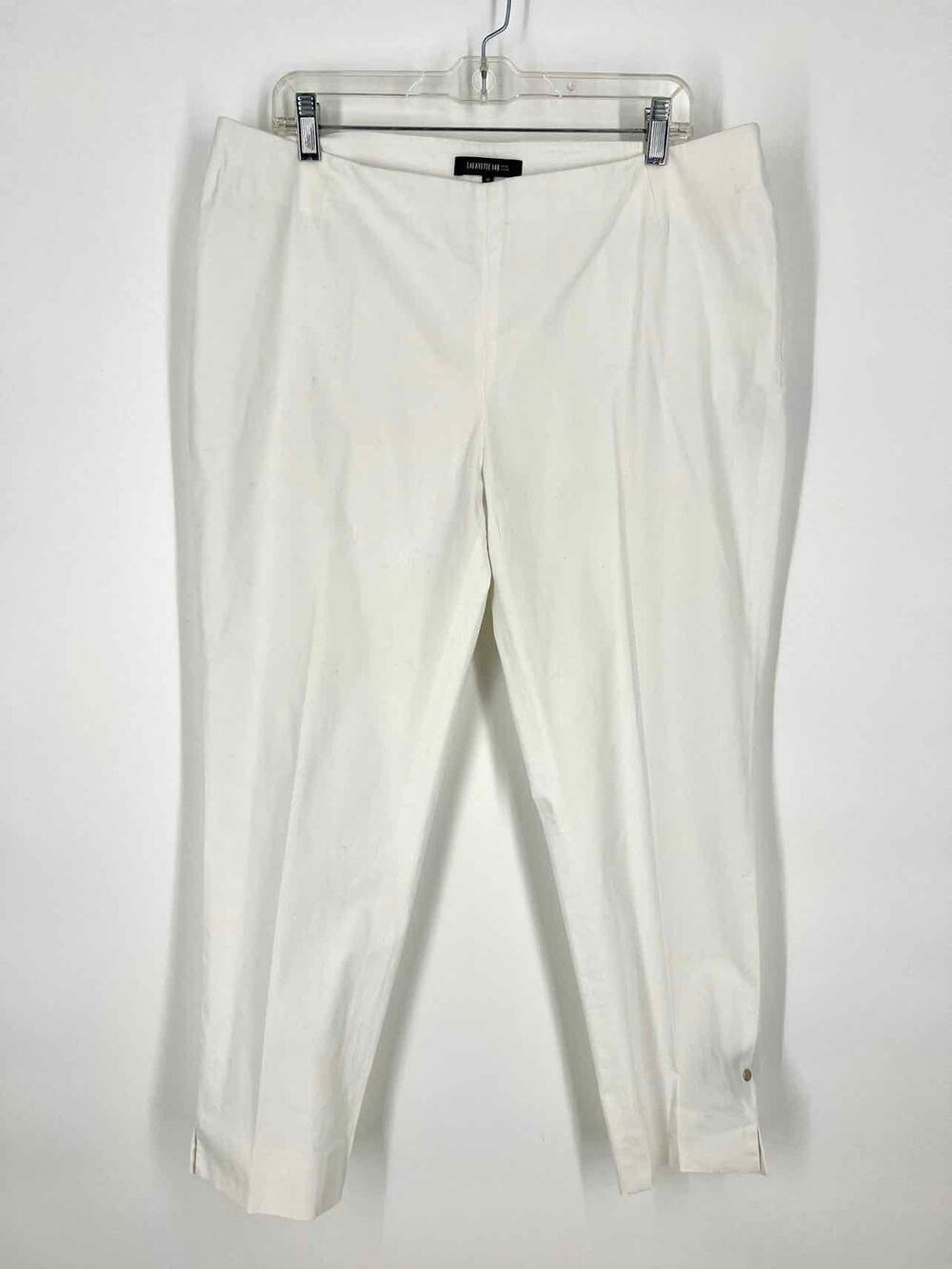 Lafayette 148 Size 16 White Solid Poplin Designer Pants